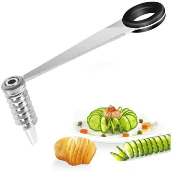 Spiralpotetskutter, spiralpotetskutter i rustfritt stål, bærbar grønnsakskutter for agurk, epler, gulrøtter, etc.