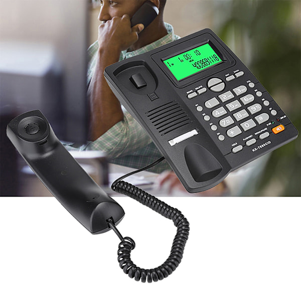 KX T880C Caller ID-skärm fast telefon för hemmakontor (svart)