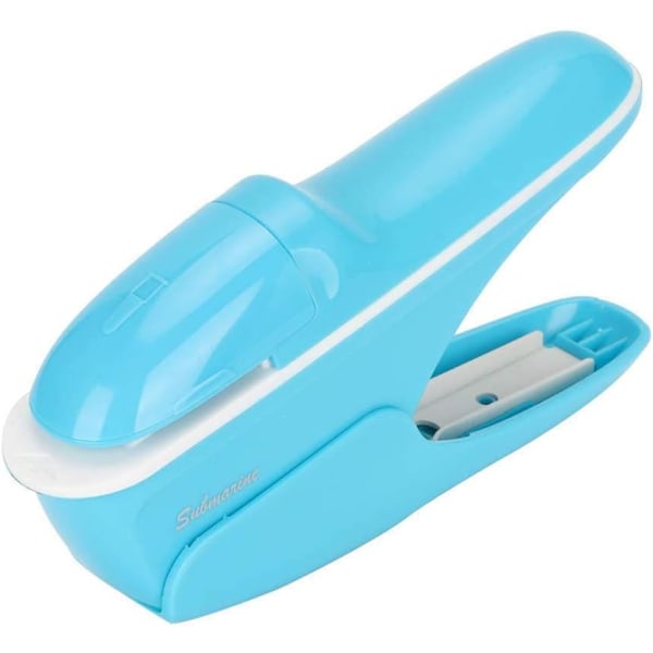 Stapler - ABS-niititön niittaaja Kirjan paperi Niititön niittaaja Käsin kirjansidonta Yhden käden työkalu (sininen)