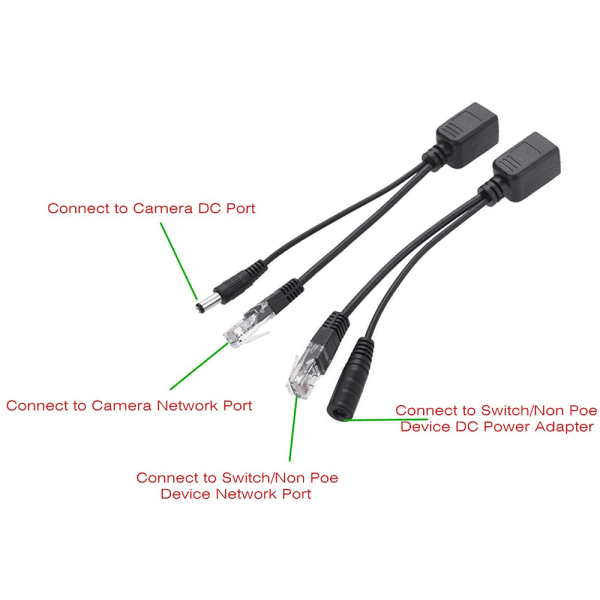 2 stk. Injektor og Splitter Kit DC Strømadapter Stik