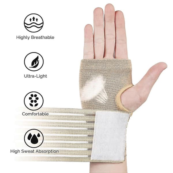Handledsstöd, 2-pack elastiskt handledsstöd med rem, justerbar handledskompression lindrar handledssmärta, tendinit Skin
