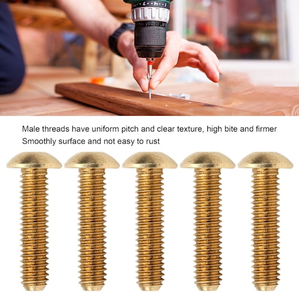 50 stk. Hex-skrue med halvcirkelformet hoved i rent kobber Hardware Tilbehør Fastgørelseselementer M4 x 16 mm