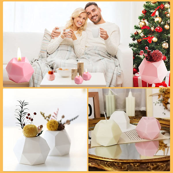3-pack silikonljusformar, MaehSab 3D bubbelkubforma för vax
