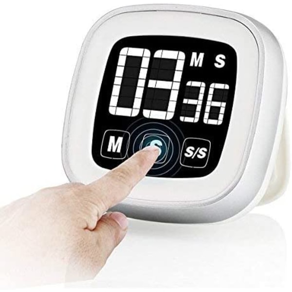 Touch timer, timer, elektronisk timer, kökstimer, stor skärm bakgrundsbelysning med alarm, magnetisk baksida