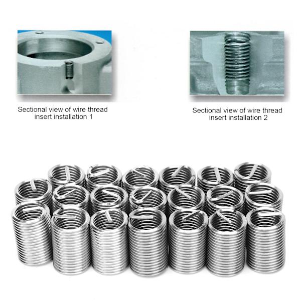 20 stk. Trådreparasjonssleeve Bushing Skrue Rustfritt Stål Trådinnlegg M12 x 1.5 2.5D