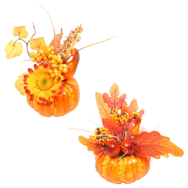 2pcs Holiday table ornaments-Artificial pumpkin, sunflower