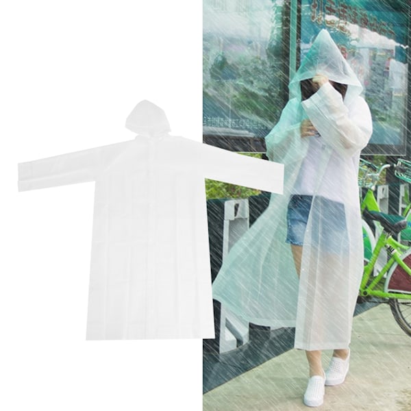Eva Regnponchos, Återanvändbara Regnrockar för Vuxna med Inbyggd Huva och Tryckknappar för Lättviktigt Utomhusskydd