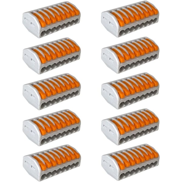 10 stk. Premium Lever-Nut Wire Connector Sæt, 8 Porte Kompakt