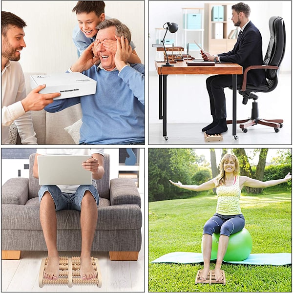 Fodmassager til lindring af plantar fasciitis, afslappende gave, hælstikken, stressaflastning - Træ