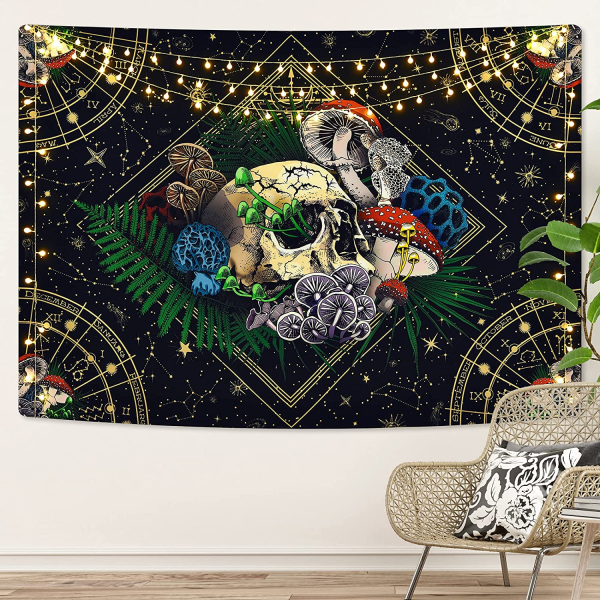 Skull Tapestry Färgglad svamptapet Constellation Tapestry 70.9 in x 90.5 in