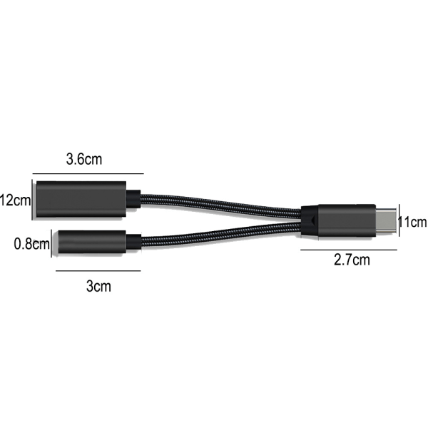 USB-C till 3,5 mm hörlurs- och laddningsadapter, 2-i-1 USB