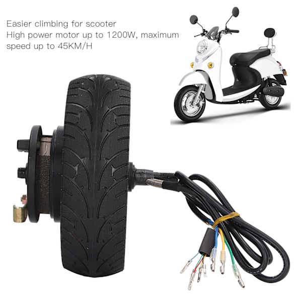 8 tommer Hjulnavsmotor Tromlebremse 36V‑48V 500W til 1200W 1400 RPM Vandafvisende Universal til Elcykel Scooter