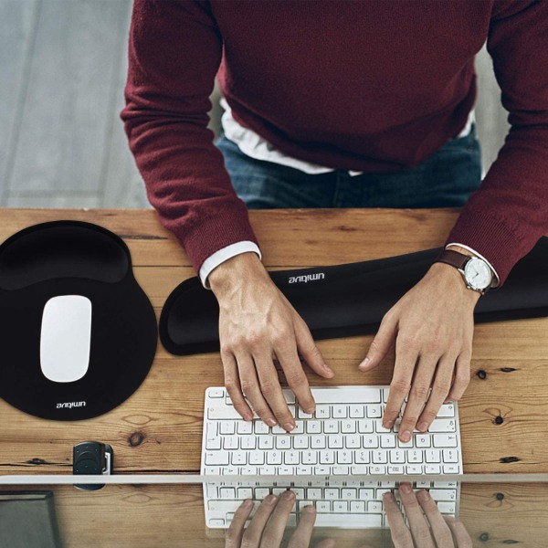 Tastatur håndleddsstøtte musematte Håndleddsstøttepute for tastatur og mus, ergonomisk minneskum håndleddsstøttepute for smertelindring og skriving