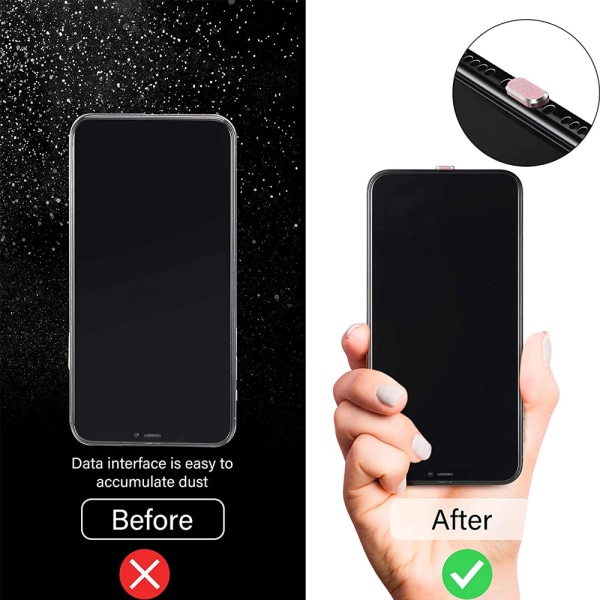 4 stk. iPhone-opladningsport støvpropper, beskyt din telefon, Sort