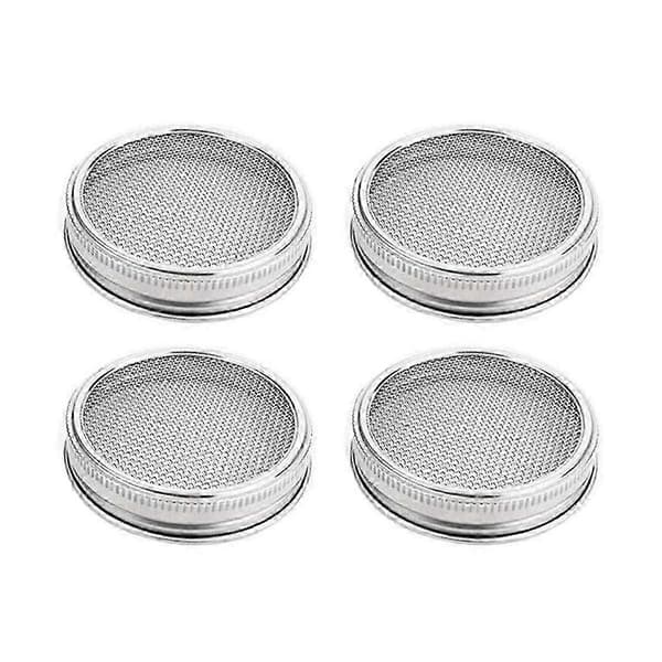 4-pak spirelåg i rustfrit stål til brede og brede Mason-glas til dyrkning af spirer