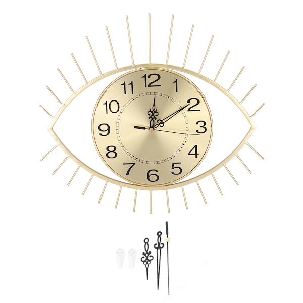 Elegant Metallväggklocka, Modern Stor Väggklocka Pryder Ditt Vardagsrum Med Tidlös Skönhet, Guld Tyst Icke-Tickande Design Säkerställer Lugn,
