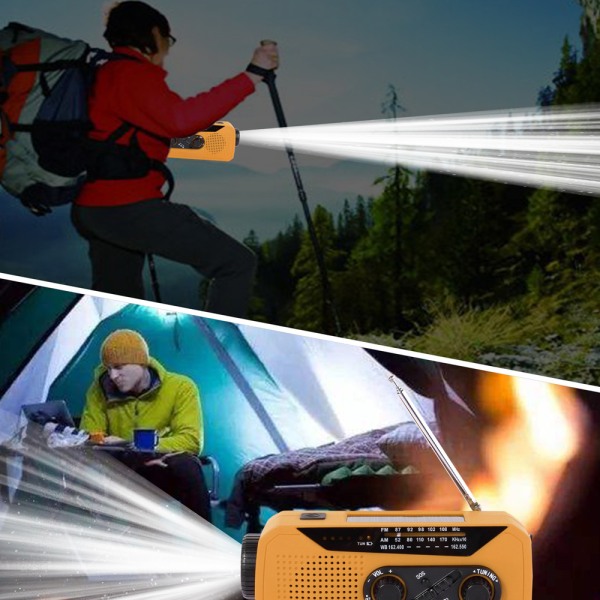 Emergency Crank Weather Radio, AM/FM/NOAA Portable Solar LED Fla