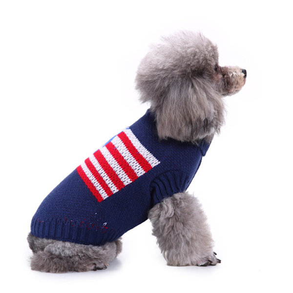 Cute Pet Dogs Flag Patterned Knitted Sweater Winter Coat Clothes Keep Warm (XXL)