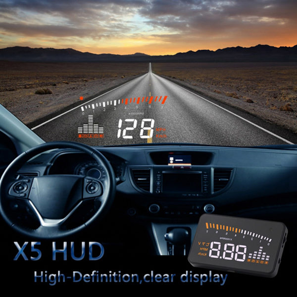 X5 HUD 3,5 tuuman universaali auton HUD-näyttö OBD2‑X5 -järjestelmällä ja hälytystoiminnolla