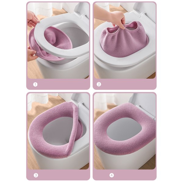 4-delat kit - Tjock mjuk toalettstol med varmt handtag i badrummet