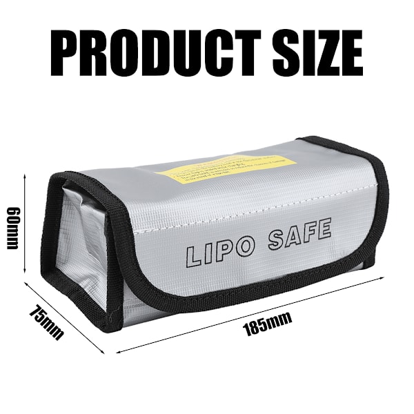 1 stk. Brandhæmmende pose LiPo-batteri Eksplosionssikker sikkerhedsposepose Opladningsbeskyttelsessæk (185*75*60mm)
