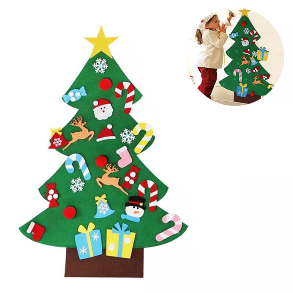 AerWo DIY filt juletresett + 26 stk avtakbare ornamenter,