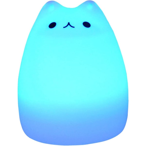 Barn Nattlampa 7 Färgglad Silicon Cute Cat LED Nattlampa