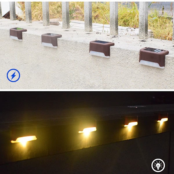4 st solcellsbelysning för däck LED-stegbelysning för trappor, terrasser, trädgård