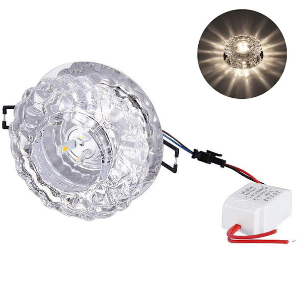 Krystall LED Downlight, 5W Innfelt Taklampe med Blenderåpning,