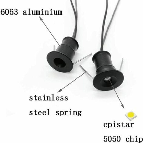 Musta 9 kpl 12V 1W Mini LED -kohdevalaisin upotetut kohdevalot keittiön portaisiin kaappikäytävään DIY -valaistus lämmin valkoinen kylmä valkoinen esittelypieni katto