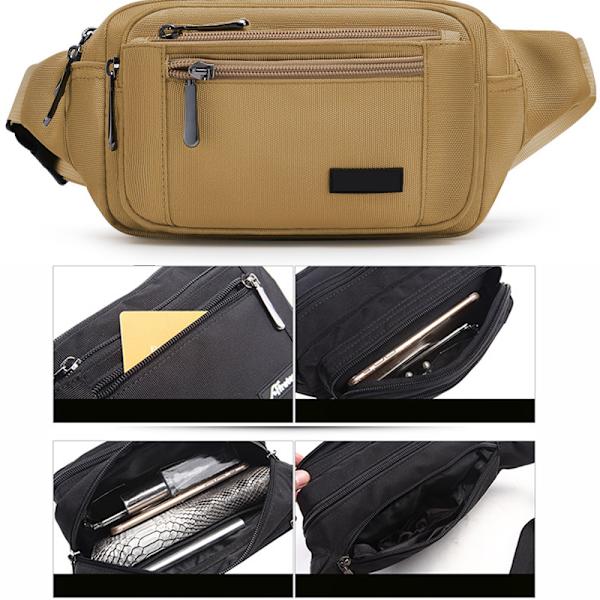 Vyölaukku, fanny pack, monikäyttöinen lantiolaukku vetoketjulla, sopii matkustamiseen, vaellukseen ja kaikkiin ulkoiluaktiviteetteihin, musta miehille ja naisille
