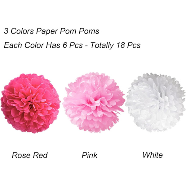 Cocodeko 18 st silkespapper pompom blommor boll dekorpapper