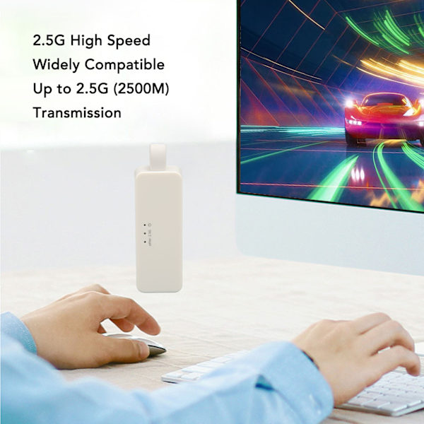 USB-RJ45-sovitin 2500M Plug and Play - Kannettava, laajasti yhteensopiva USB-Ethernet-sovitin kannettavalle, tabletille, tyyppi C, valkoinen