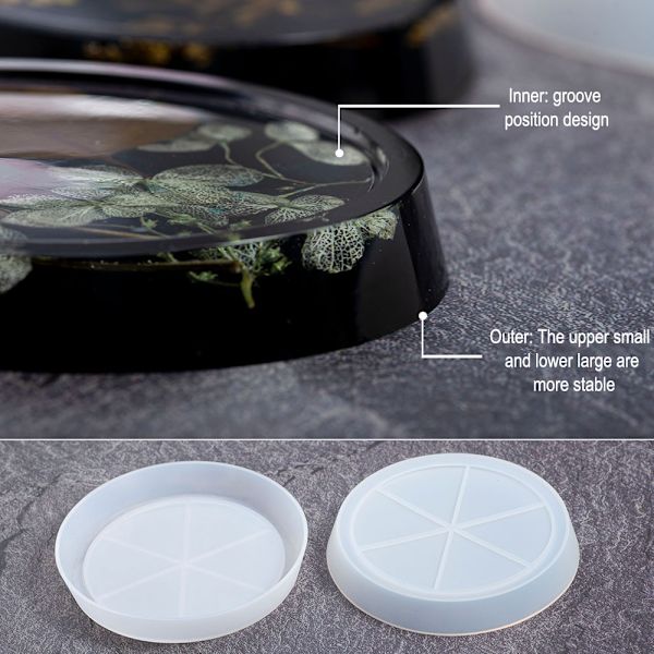 2 stk. RESIN Holografiske Resinforme, Runde Laser Coaster