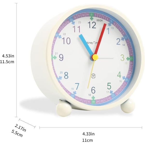 Analog barneklokke, stille ikke-tikkende alarmklokke, mini kvartsalarmklokke, stille alarmklokker for barn, barns pedagogiske