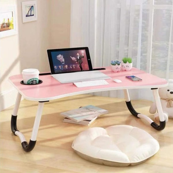 Sängbord för bärbar dator, för serveringsbricka, anteckningsbokställ, läsbord Pink