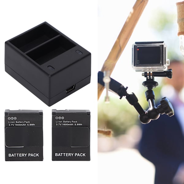 Snabb dubbel batteriladdare för kamera med 2 batterier, kompatibel med Hero 2 3