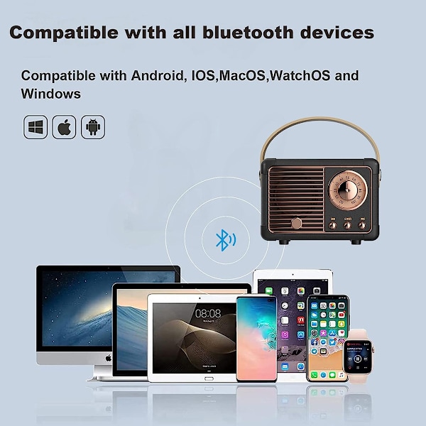 Retro Bluetooth-kaiutin, Vintage-sisustus, Pieni langaton Bluetooth-kaiutin, Söpö vanhanaikainen tyyli