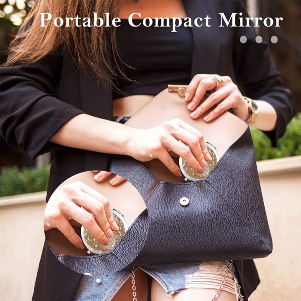 Speillomme Mini Quicksand Makeup Mirror Portable Double