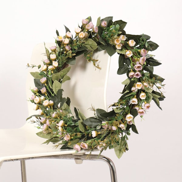 Rustik Krans i Hantverksstil, Säsongsbetonad Heminredning Med En Touch Av Natur, Halvhandgjord Blomsterkrans För Inom- Och Utomhusmiljöer, Perfekt För