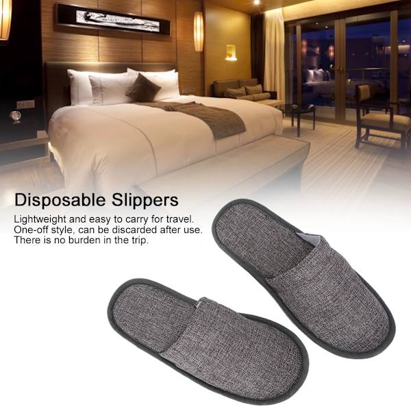 10 par engångstövlar för inomhusbruk, engångstövlar för hotell, reseslippers (grå)