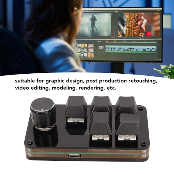 Programmerbar tastatur 5 taster 1 knap blå switch mekanisk hot swappable kablet USB mini tastatur til medie spil kontor
