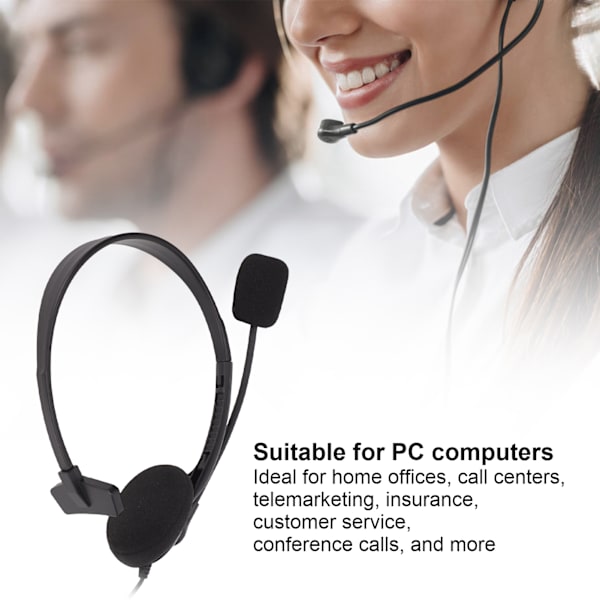 S480 Telefon Headset 3,5 mm Stik Støjreduktion Justerbar Enkelt Øre Kundeservice Headset til Computere Sort