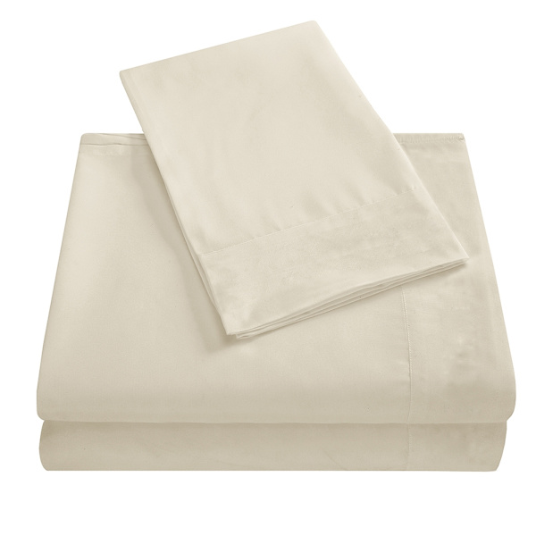 Pehmeä Sänkylakanasetti Peitto Syvä Tasku Korkealaatuinen Vuodevaatteet Beige TWIN Koko 3 kpl