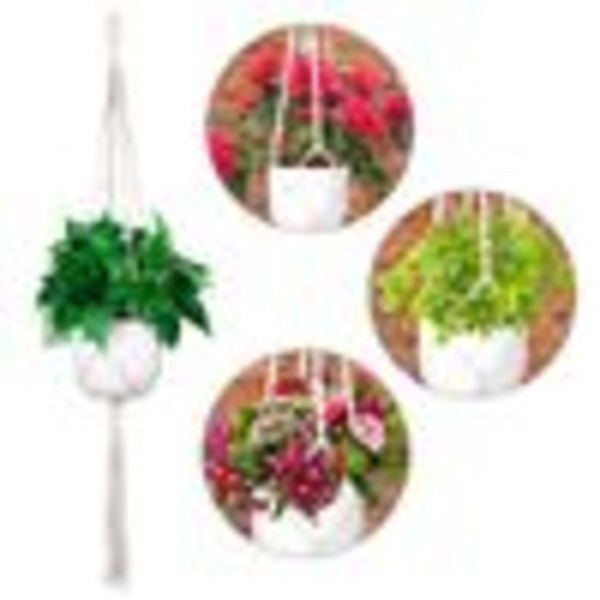 Blomsterlökar, set med 2 makraméblomsterlökar bomullsrep hängande glödlampa 105cm—HIKEREN