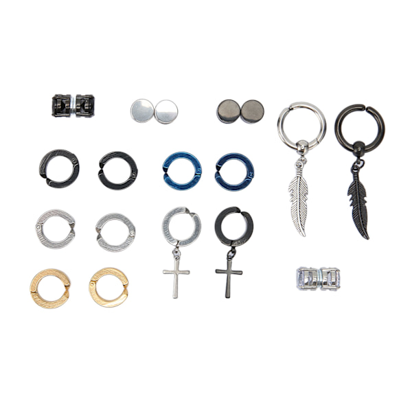 10 par magnetiska örhängen studs set i rostfritt stål zirkonia opiercerad dekor 8mm