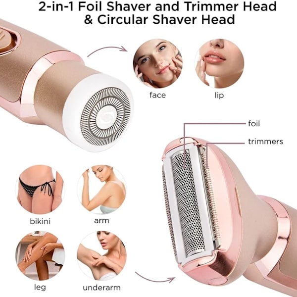 Multifunktionell 2-i-1 epilator för kvinnor – roséguld
