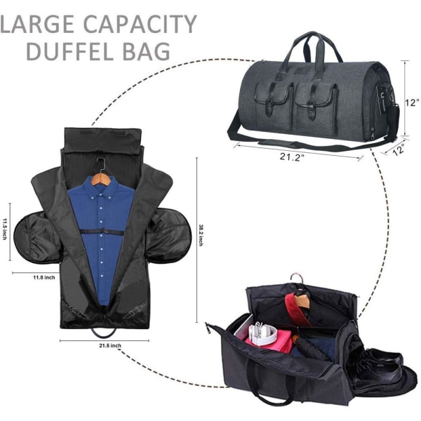 45" Suit Carrier Bag - Cabriolet plaggväska med axelremshandtag Multipurpose Duffel Bag för förvaring och resor