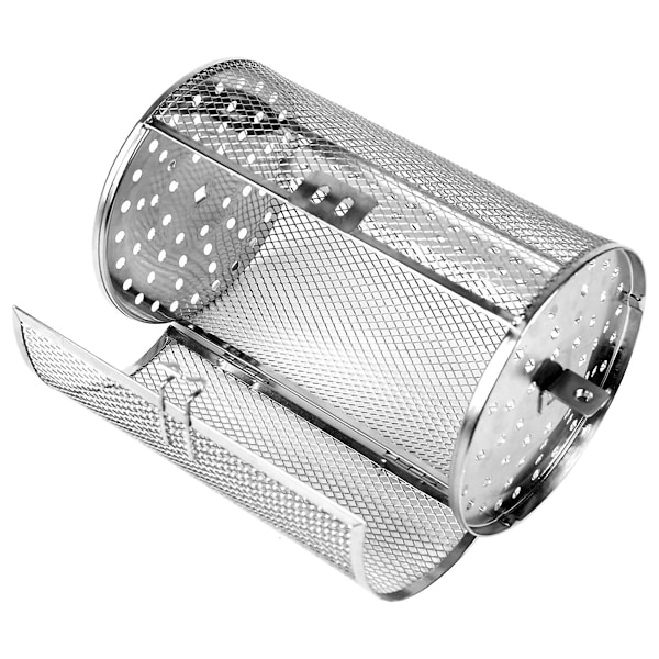 Grillkorg för utomhuspicknick, jämn uppvärmning, rörlig dörr, livsmedelsklassat rostfritt stål, 360 graders roterande, ugnskompatibel för grillning av nötter