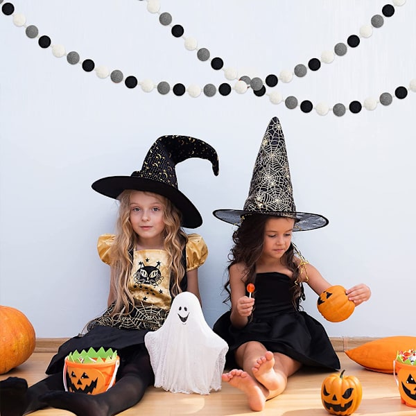 2 sæt Halloween filtbold guirlande uld filtbolde guirlande